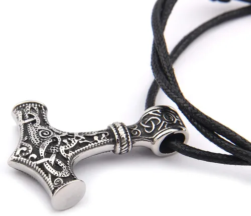 Miniatura 4 de GUNGNEER Mjlonir - Colgante de martillo de Thor color dorado con cadena de caja collar de hombre de Mjolnir vikingo nórdico acero inoxidable 316L