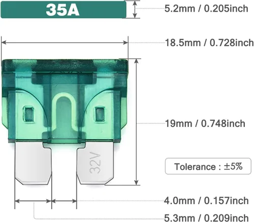 Miniatura 3 de Chanzon Fusible de hoja estándar de 35 A ATC/ATO/APR 35 Amp 32V 10 fusibles automáticos de golpe rápido para automóvil, RV, camión, SUV 75A