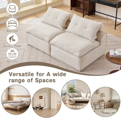 Miniatura 2 de Sofá sin huesos, sofá de burbujas de gran tamaño, acogedor sofá cama de felpilla para sala, diseño modular de bricolaje, sin reposabrazos, espuma