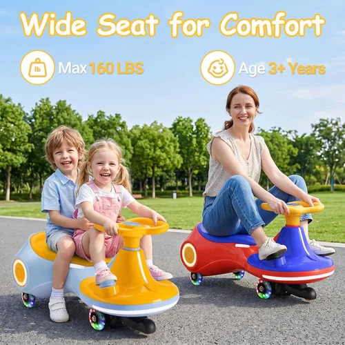 Miniatura 3 de Coche Eléctrico Wiggle para Niños, Batería Recargable de 12V, Scooter Oscilante 2 en 1 con Pedal, 3 Velocidades, Altavoz Musical y Ruedas con Luces