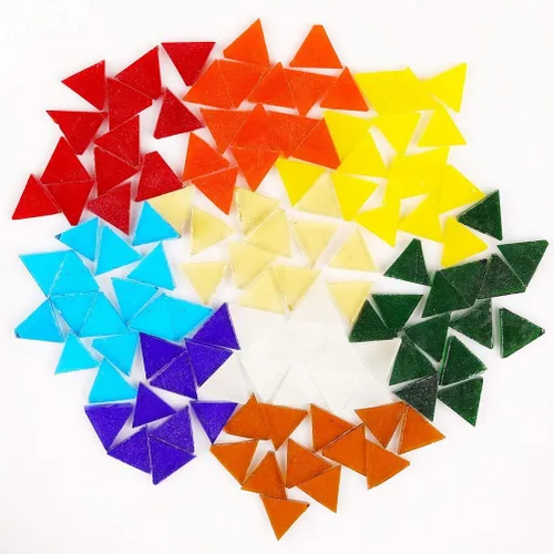 Miniatura 3 de Azulejos de mosaico de 7.05 oz – Surtido de mosaico triangular – Azulejos de mosaico de colores mixtos de 0.6 x 0.6 pulgadas, vidrieras – Marrón