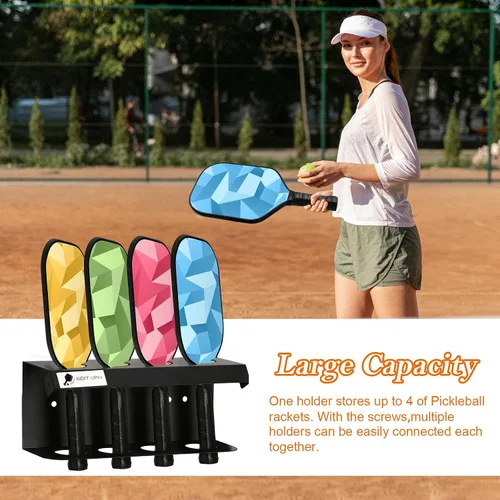 Miniatura 5 de Soporte para raquetas de pickleball con capacidad para 4/12 palas de pickleball con etiqueta para rastrear a los jugadores siguientes, soportes