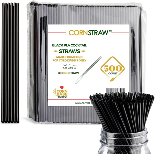 Pajitas cortas de cóctel y agitadores de café de 5 pulgadas, ecológicas, sin plástico, de almidón de maíz, para whisky, cócteles, bebidas frías,