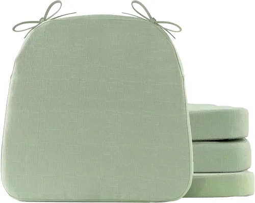 Miniatura 11 de Battilo - Cojines para sillas de comedor con lazos, almohadilla para silla de cocina para interiores y exteriores con respaldo antideslizante, cojín