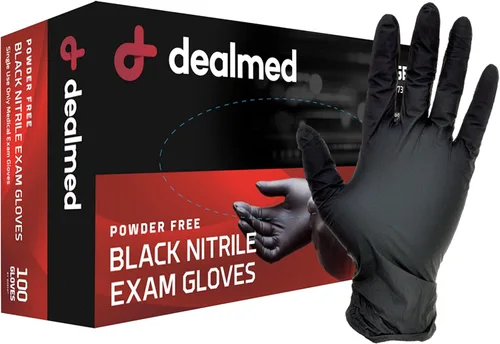 Miniatura 9 de Dealmed Black Nitrile Exam Gloves – Disposable Multi-Purpose Use Medical Gloves Use for First Aid and Medical Facilities