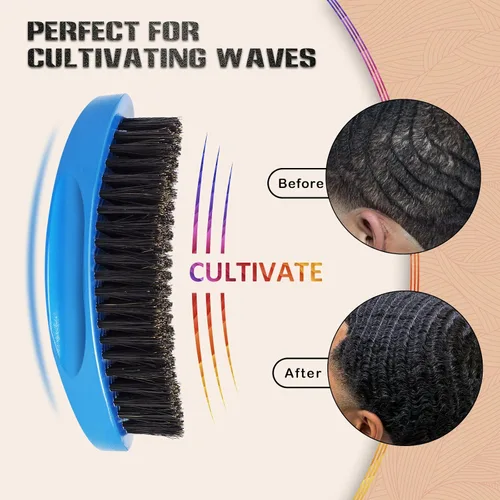 Miniatura 8 de El cepillo de ondas de rayas rojas y el paquete de cepillos de barba azul