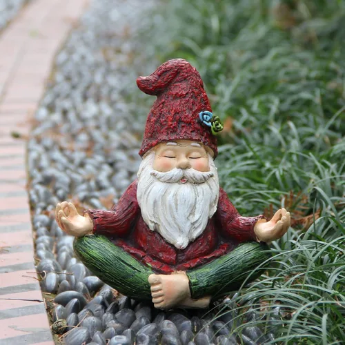 Miniatura 5 de Smadeer Estatua de gnomo de yoga de jardín, figura de gnomos al aire libre con luces solares, Knome en postura de yoga para decoración de jardín