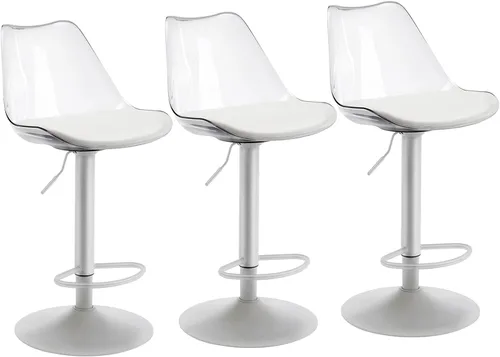 Miniatura 10 de Taburetes de bar, taburetes de bar, taburetes de bar ajustables, taburetes de bar transparentes, taburetes de bar giratorios, con tapizado de piel