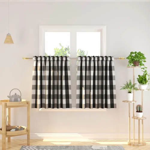 Miniatura 214 de Cenefas de cortina para ventana de 16 pulgadas de largo, 2 paneles de cuadros búfalo, cortinas pequeñas con bolsillo para barra, estilo clásico