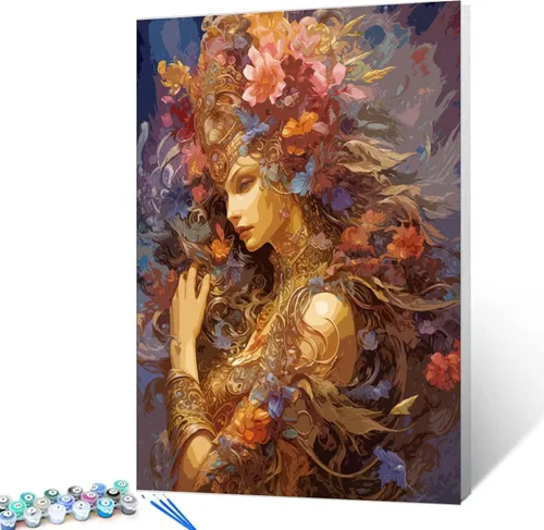 Miniatura 22 de Tucocoo Kit de pintura por números de flores para mujer, con pinceles y pigmento acrílico sobre lienzo para adultos, proyecto de manualidades