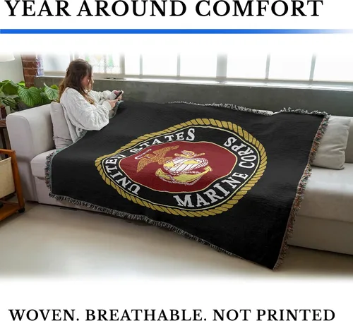 Miniatura 4 de Pure Country Weavers US Marine Corps - Manta con emblema, tapiz militar de regalo, tejido de algodón, fabricado en los Estados Unidos