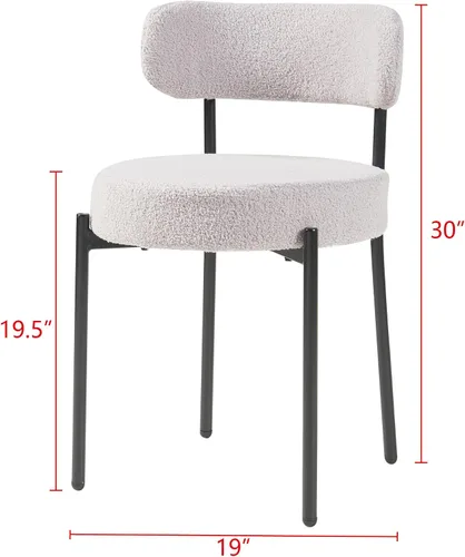 Miniatura 3 de Panana Sillas de comedor modernas, sillas de comedor redondas tapizadas de mediados de siglo con patas de metal negro (4, gris)