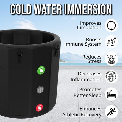 Miniatura 2 de Bañera de hielo portátil, 120 galones, bañera fría multicapa, inflable con tapa, ideal para corredores, crossfitters, amantes del fitness