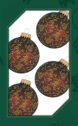 Miniatura 46 de Adornos de árbol de Navidad de vidrio - 67 mm/2.625" [4 piezas] Bolas decoradas de Adornos navideños sin costuras para colgar de Christmas by Krebs
