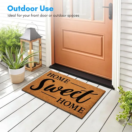 Miniatura 2 de PLUS Haven 17.5x30 Alfombra de Puerta "Home Sweet Home" con Respaldo Resistente - Alfombra de Coco Coir para Usos en Interiores o Exteriores