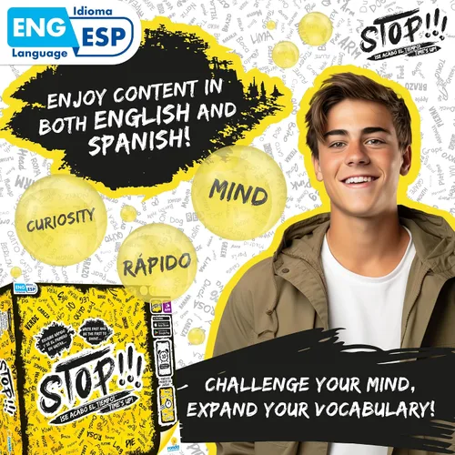 Miniatura 4 de RONDA Juego de mesa Stop para familiares y amigos, incluye carpetas de tablero de juegos, lápices, bloc de notas, categoría, tarjetas, juego