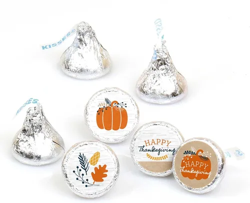 Miniatura 8 de Big Dot of Happiness Happy Thanksgiving - Calcomanías redondas pequeñas de caramelo para fiesta de cosecha de otoño, 324