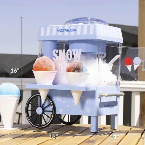 Miniatura 3 de Nostalgia Máquina de Raspados de Hielo Raspado - Máquina de Granizados Retro de Mesa Hace 20 Golosinas Heladas - Incluye 2 Vasos de Plástico