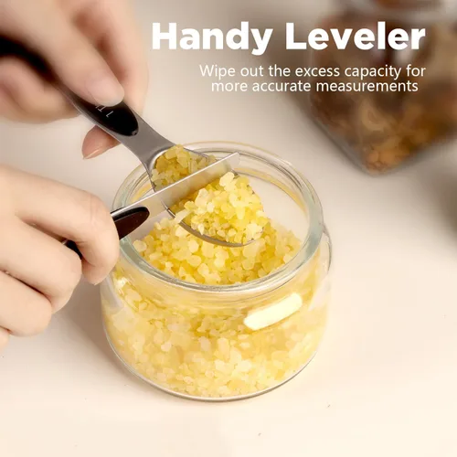 Miniatura 6 de ChefAide Paquete de 8 Cucharas Medidoras Magnéticas de Acero Inoxidable, de Doble Cara, Apilables, Cucharadita y Cucharada Medidoras Ajustables