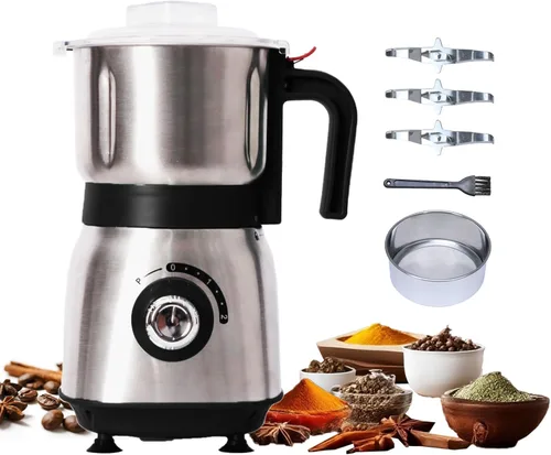 Molinillo eléctrico para cocina - Molino de granos de 500W con 3 cuchillas de acero inoxidable, molinillo versátil para especias para café, molienda
