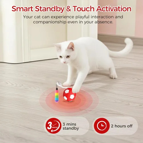 Miniatura 5 de VIWIK Juguetes interactivos para gatos de interior, juguete de bola de gatito activado por movimiento automático, juguetes de estimulación