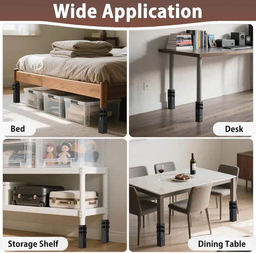 Miniatura 7 de Elevadores de cama de acero al carbono de grado superior 2025 de 2.3 pulgadas de diámetro, altura ajustable (3.2 o 5.1 pulgadas), elevadores de cama