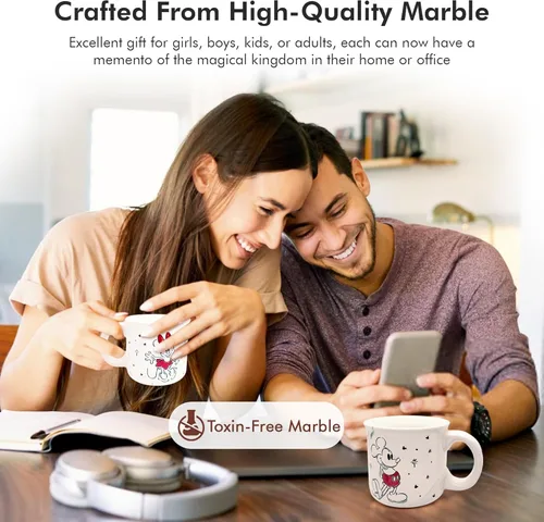 Miniatura 2 de 7STAR Taza clásica de mármol de dibujos animados para parejas, taza de café estética de doble cara de 14 onzas con siluetas de personajes icónicos