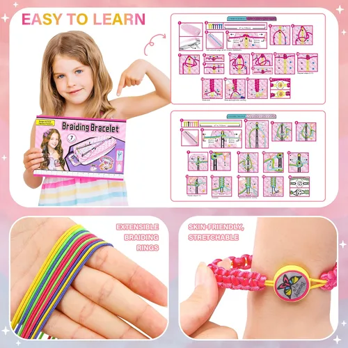 Miniatura 4 de Dpai Kit para fabricar pulseras de amistad para niñas, juguetes de arte y manualidades DIY, kit para hacer joyas con cordón, las mejores ideas