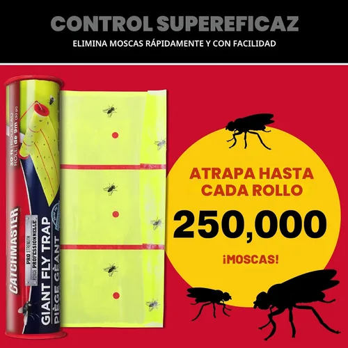 Miniatura 2 de Catchmaster Trampa Adhesiva Gigante para Moscas 1 Paquete 9 Metros Cada Una, Trampas Adhesivas para Moscas al Aire Libre, Atrapador de Insectos