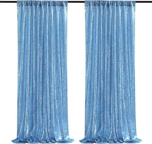 2 cortinas de 2 x 8 pies de lentejuelas con brillantina para marco de fotografía, para fiestas o fondos de fotografía