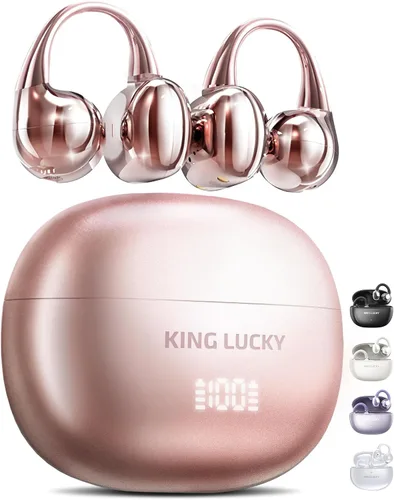 Miniatura 17 de King Lucky Auriculares de clip Gen 3, auriculares inalámbricos Bluetooth 6.0 de oreja abierta con micrófono, ajuste seguro para orejas pequeñas
