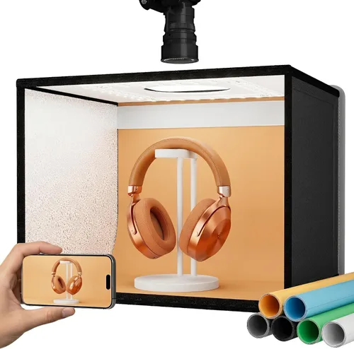 Miniatura 10 de RALENO Caja de luz para estudio fotográfico, caja de fotos de 20 x 20 pulgadas, caja de luz para fotografía