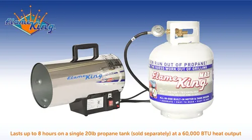 Miniatura 6 de Flame King Calentador de aire forzado de propano portátil de 60,000 BTU para exteriores, ideal para trabajo, construcción, garaje, patio, acero