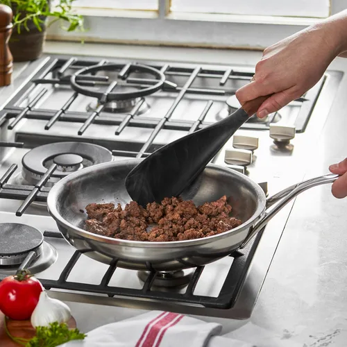 Miniatura 2 de STAUB Cuchara con espátula multifunción, excelente tanto para cocinar como para servir, silicona mate negra resistente al BPA, mangos de madera