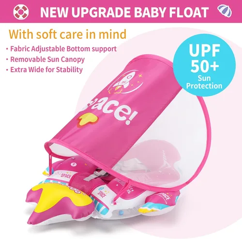 Miniatura 2 de Swimbobo - Flotador inflable para piscina para bebé, nave espacial, flotador de natación infantil con asiento de seguridad de tela, juguetes