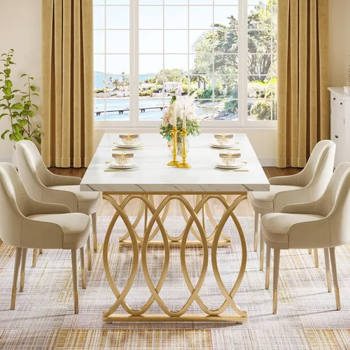 Miniatura 4 de Tribesigns Mesa de comedor moderna, mesa grande de cocina de 63" para 4-6 personas, mesa de cena rectangular única para cocina y muebles de comedor