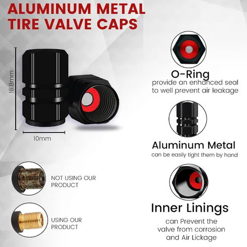 Miniatura 2 de Performore 8 tapas de válvula de neumático, cubiertas de vástago de alta resistencia Universal para rueda de coche de aluminio, tapas de válvula