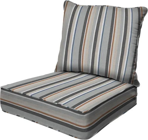 Miniatura 14 de Honeycomb Outdoor Heritage - Asiento profundo, 23 x 25 pulgadas, cojín para silla Cabana Stripe negro y marfil con funda extraíble, para muebles