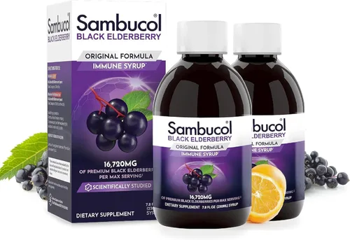 Sambucol Jarabe de Saúco Negro - Jarabe de Sambucus, Líquido de Saúco Negro, Apoyo Inmunológico para Niños y Adultos, Alto en Antioxidantes, Sin