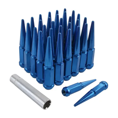 Tuercas de pico con paso de rosca 9/16-18, 32 piezas, azules, asiento cónico con 1 llave de tuerca, reemplazo para Dodge Ram 1500 2500 3500