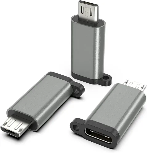 Adaptador USB-C a Micro USB, paquete de 3 unidades USB tipo C hembra a micro USB macho convertidor USB C a Micro B 2.0 carga y sincronización de