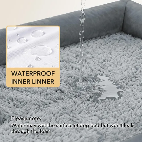 Miniatura 3 de Camas ortopédicas para perros extra grandes, cama XL impermeable de espuma en forma de huevo con lados 45x35 pulgadas, sofá para perros grandes