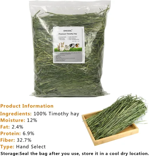 Miniatura 6 de Timothy Hay 2.2 libras – Heno prémium para conejos, tortuga, conejillo de indias, chinchilla, sin polvo, heno natural fresco (1.1 libras, 2 unidades)