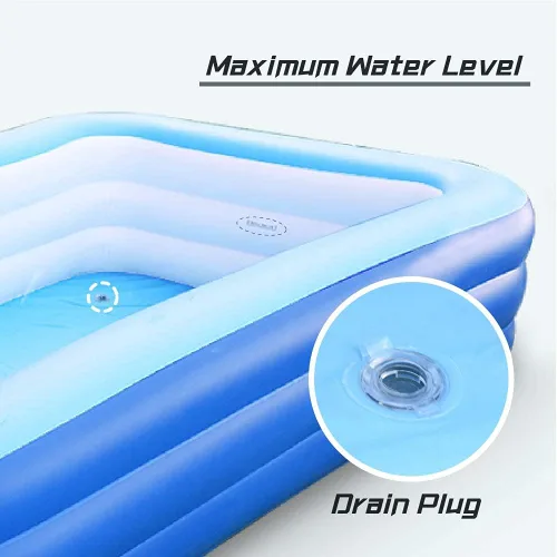 Miniatura 7 de Piscinas inflables, piscina inflable de tamaño completo de 118 x 66 x 21 pulgadas para niños y adultos, piscina familiar duradera, piscina infantil