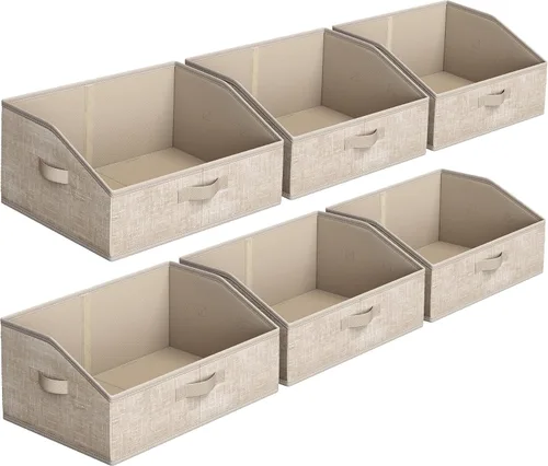 Miniatura 7 de SONGMICS Cubos de almacenamiento, 15.7 x 11.8 x 9.5 pulgadas, cubos de tela no tejida con asas dobles, juego de 3, organizadores de armario