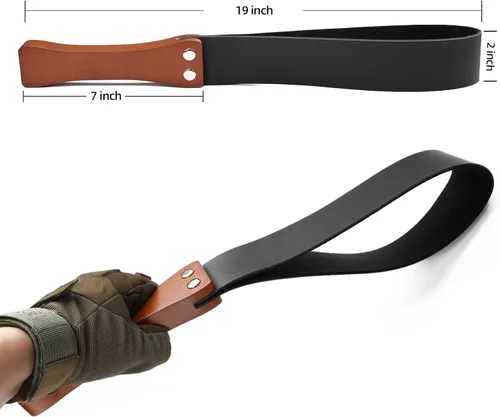 Miniatura 2 de Fusta de Cuero con Mango de Madera Antideslizante, Fusta de Equitación para Caballos, Fusta Ecuestre de 19'' Negro