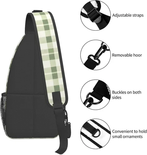 Miniatura 3 de Small Crossbody Bags for Women Men - Vintage Green Plaid Print Adjustable Shoulder Bag Fanny Packs Belt Sling Bag Crossbody Purses Backpack for