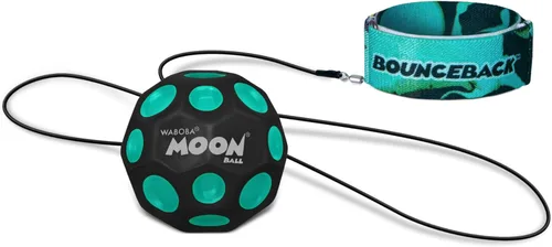Waboba Bola de Retorno Bounceback Negra y Azul Lunar, Bolas Hiper Rebote, Rebote Extremo y Diversión, Bola de Rebote Super Alto para Juegos Activos