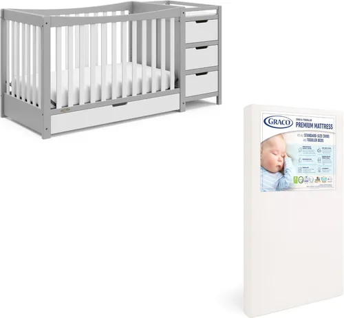 Miniatura 18 de Graco Remi - Cuna convertible 4 en 1 y cambiador (blanco) – Certificado GREENGUARD Gold, se adapta a colchón de cuna estándar, se convierte en cama