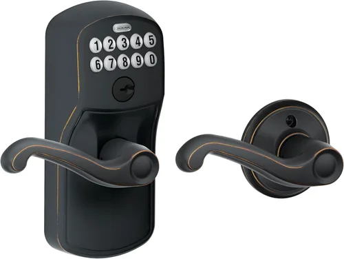Miniatura 15 de Schlage - FE575 PLY 626 FLA Plymouth - Entrada de teclado con bloqueo automático y palancas Elan, cromado con brocha. Cromo satinado